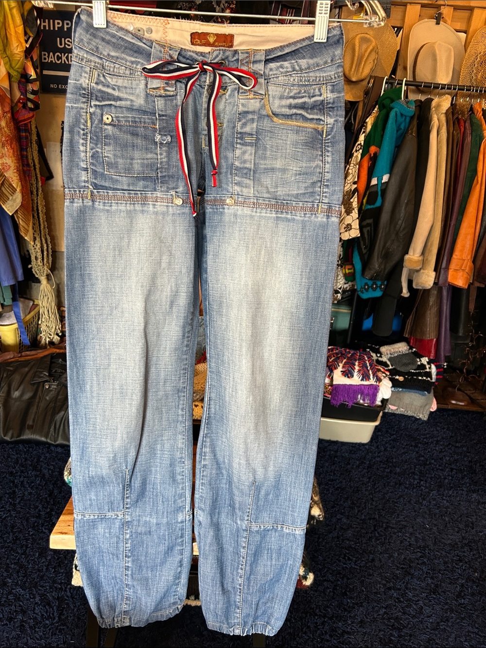 Light Wash Drawstring Denim Joggers
